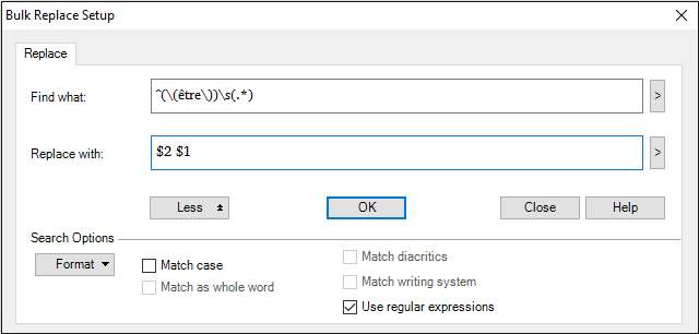 Example Find and Replace using regular expressions